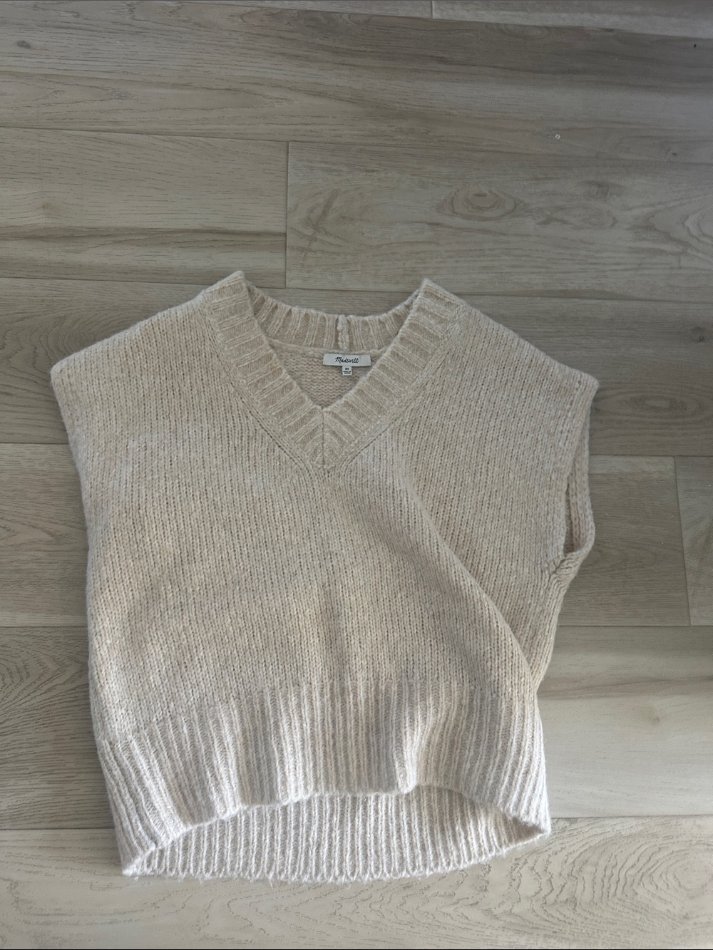 Madewell Soft Cream V-Neck Knit Sweater Vest